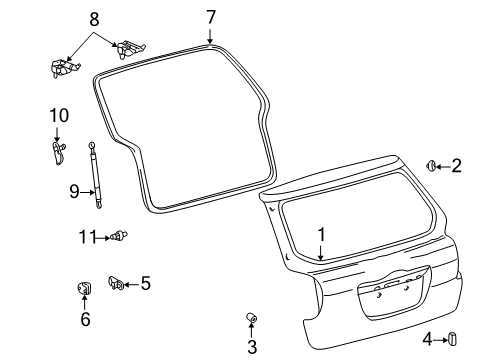 2004 Toyota Matrix Gate & Hardware Diagram