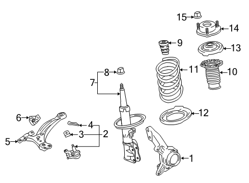2017 Toyota Highlander Front Suspension Components, Lower Control Arm, Stabilizer Bar Diagram