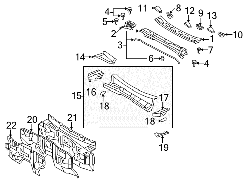 2013 Toyota FJ Cruiser Cowl Diagram