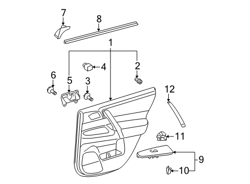 2009 Toyota Highlander Interior Trim - Rear Door Diagram