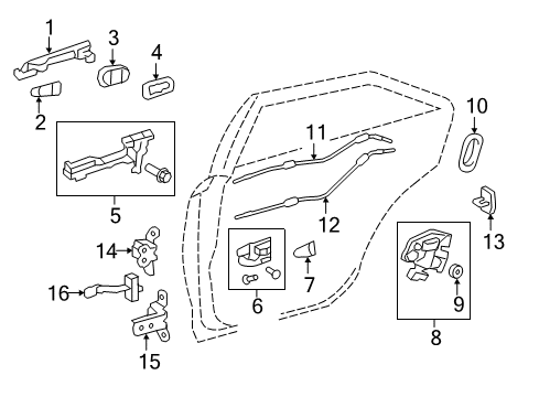 2016 Toyota Camry Rear Door - Lock & Hardware Diagram