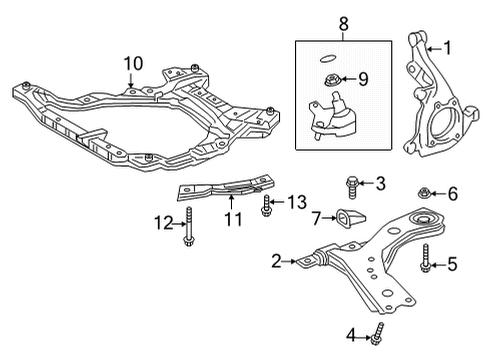 2021 Toyota Venza Front Suspension Components, Lower Control Arm, Stabilizer Bar Diagram