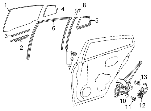 2021 Toyota Prius AWD-e Front Door Glass & Hardware Diagram
