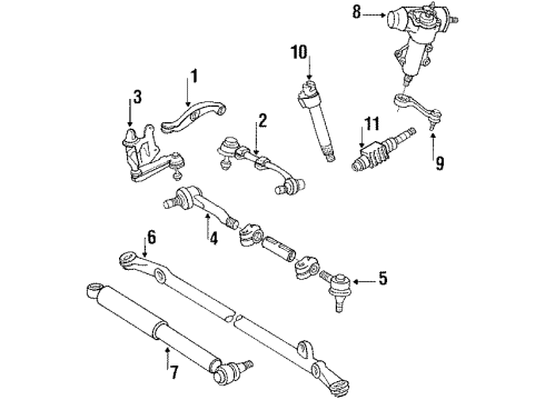 1988 Toyota Pickup P/S Pump & Hoses, Steering Gear & Linkage Diagram