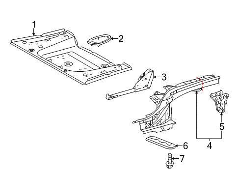 2012 Scion iQ Rear Body - Floor & Rails Diagram