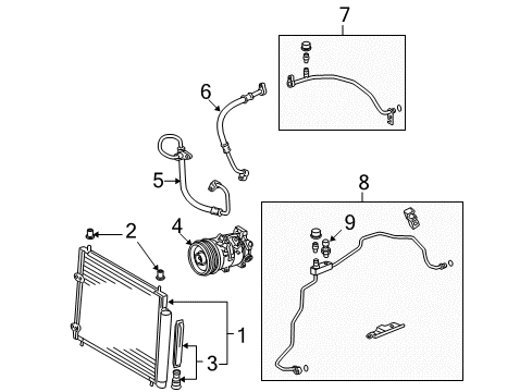 2013 Toyota Corolla A/C Condenser, Compressor & Lines Diagram