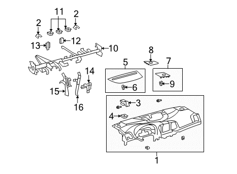 2014 Toyota Venza Cluster & Switches, Instrument Panel Diagram