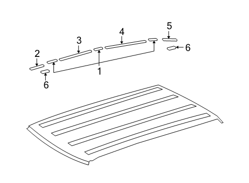 2013 Toyota FJ Cruiser Exterior Trim - Roof Diagram