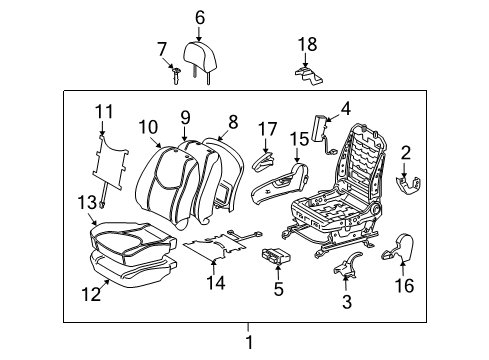 2008 Toyota RAV4 Front Seat Components Diagram