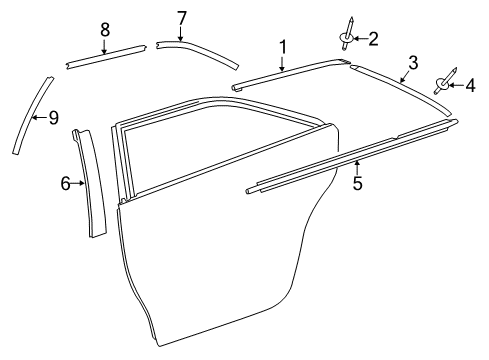 2016 Toyota Camry Exterior Trim - Rear Door Diagram