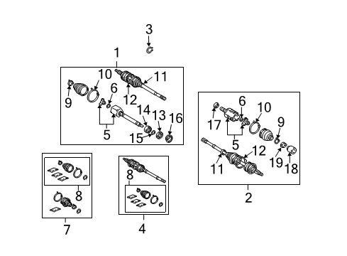 2006 Toyota Highlander Inner CV Joint, Passenger Side Diagram for 43030-0W030