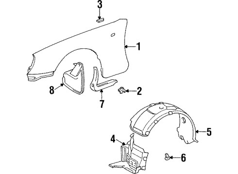 1997 Toyota Supra Fender & Components, Exterior Trim Diagram