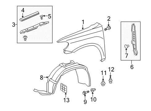 2012 Toyota Highlander Fender & Components Diagram
