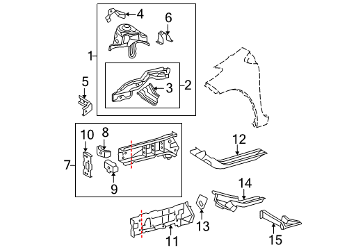 2009 Toyota Yaris Structural Components & Rails Diagram