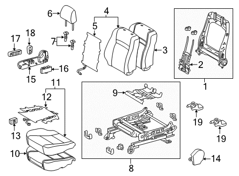 2017 Toyota Camry Passenger Seat Components Diagram 1 - Thumbnail