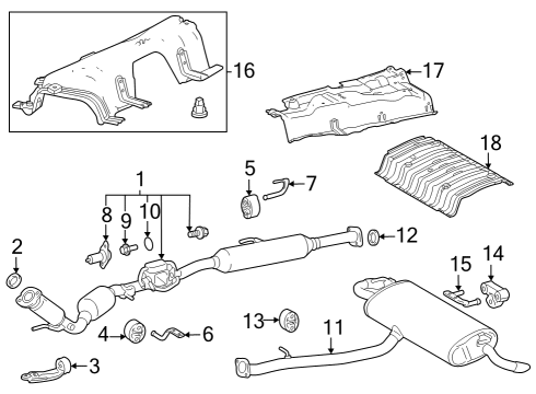 2024 Toyota Grand Highlander Exhaust Components Diagram