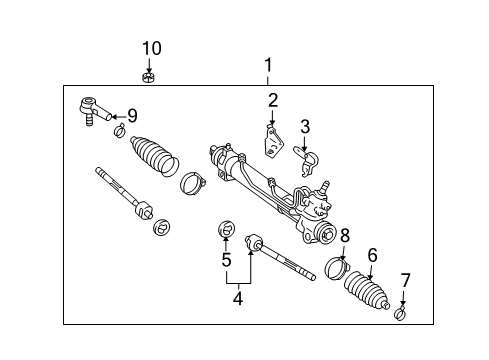 2007 Toyota Highlander Boot Set, Steering Rack Diagram for 45535-59065
