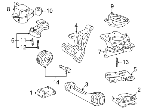 2002 Toyota Prius Engine & Trans Mounting Diagram