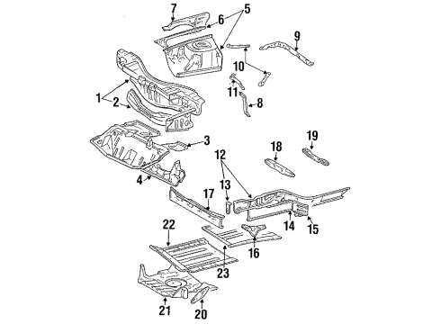 1994 Toyota MR2 Inner Structure & Rails - Fender Diagram