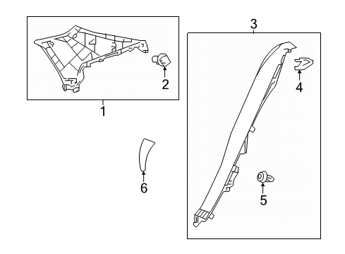 2021 Toyota Prius AWD-e Interior Trim - Quarter Panels Diagram