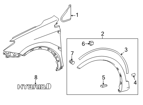 2015 Toyota RAV4 Exterior Trim - Fender Diagram