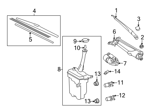 2012 Toyota Matrix Windshield - Wiper & Washer Components Diagram