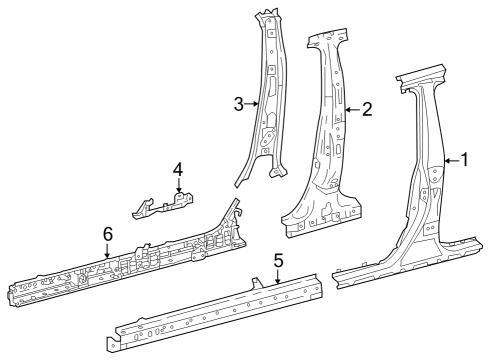 2023 Toyota Prius AWD-e Center Pillar & Rocker Diagram