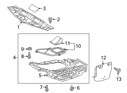 2022 Toyota Camry Splash Shields Diagram