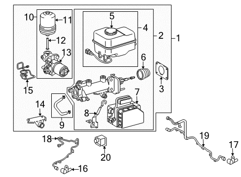 Cylinder Sub-Assembly, Brake Master Diagram for 47025-60510
