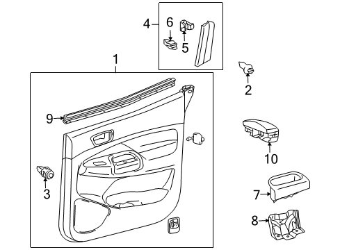 2014 Toyota Tacoma Interior Trim - Rear Door Diagram