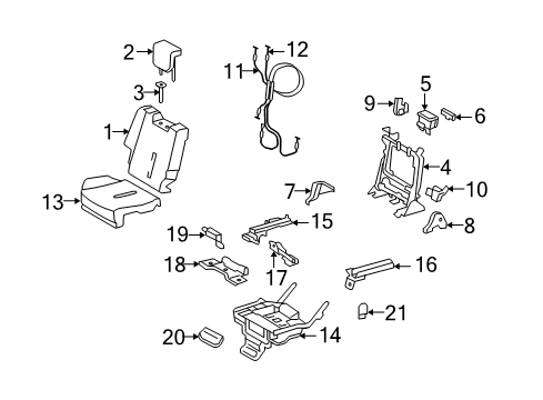 2009 Scion xD Rear Seat Components Diagram