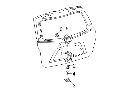 2012 Toyota Highlander Glass & Hardware - Back Glass Diagram