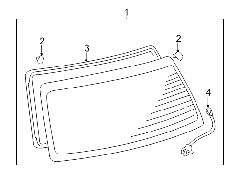 2004 Toyota Highlander Lift Gate - Glass & Hardware Diagram
