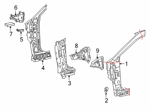 2018 Toyota C-HR Hinge Pillar Diagram