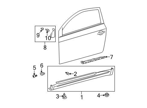 2009 Scion tC Exterior Trim - Pillars, Rocker & Floor Diagram