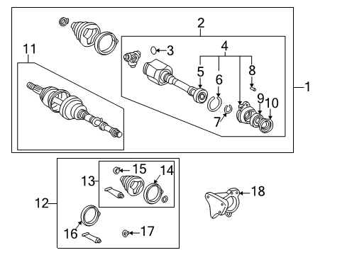 2002 Toyota MR2 Spyder Boot Kit, Front Diagram for 04438-42201