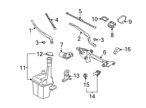 2005 Toyota Avalon Wiper & Washer Components Diagram