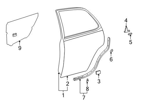 1997 Toyota Camry Rear Door Diagram