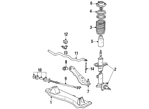 1985 Toyota Corolla Control Arm, Lower Driver Side Diagram for 48069-19105