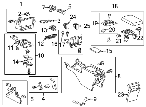 2014 Toyota Camry Center Console, Gray, Rear Diagram for 58910-06101-B0