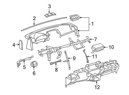 2010 Toyota RAV4 Cluster & Switches, Instrument Panel Diagram