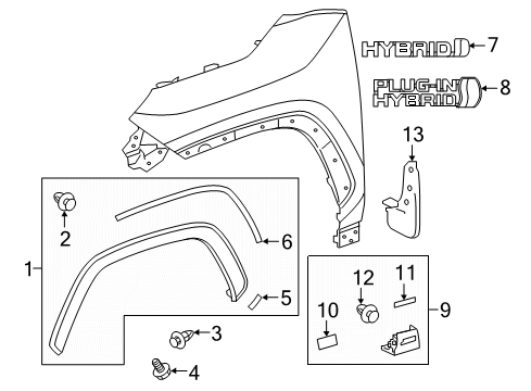 2023 Toyota RAV4 Prime Exterior Trim - Fender Diagram