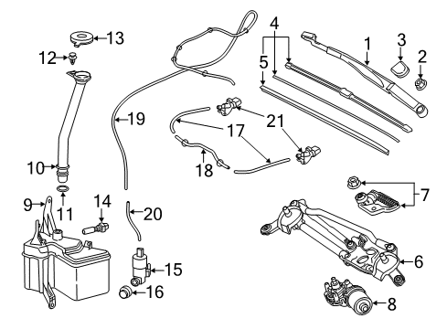 2018 Toyota C-HR Windshield - Wiper & Washer Components Diagram