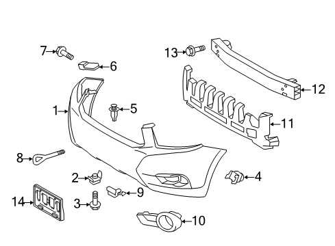 2009 Toyota Highlander Front Bumper Diagram