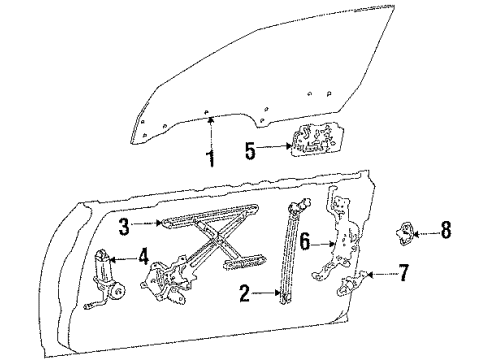 1988 Toyota Celica Door Glass & Hardware, Lock & Hardware Diagram