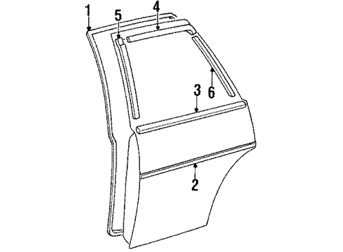 1985 Toyota Cressida Reveal Molding, Rear Driver Side Diagram for 75766-22060