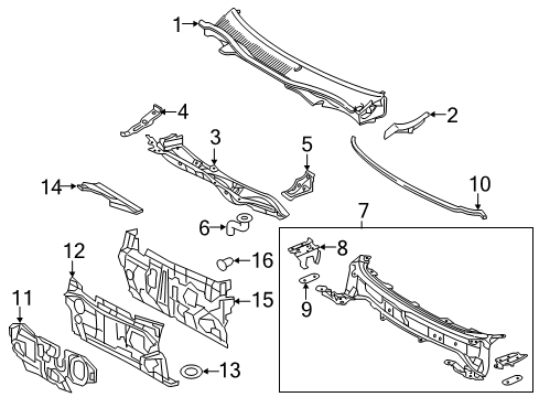 2016 Toyota Camry Cowl Diagram