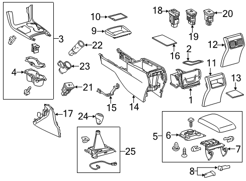 2015 Toyota Camry Center Console, Rear Diagram for 58910-06180-A0