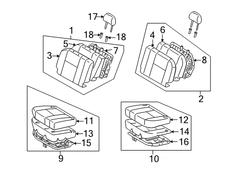 2005 Toyota Land Cruiser Rear Seat Components Diagram