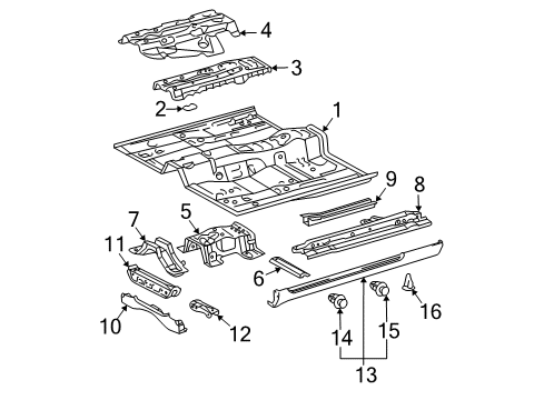2005 Toyota Solara Front Floor Pan Reinforcement Diagram for 58013-33060